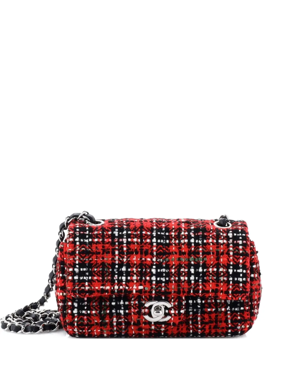 CHANEL Pre-Owned Classic Single Flap Bag Quilted Tweed Mini crossbody bag - Nero