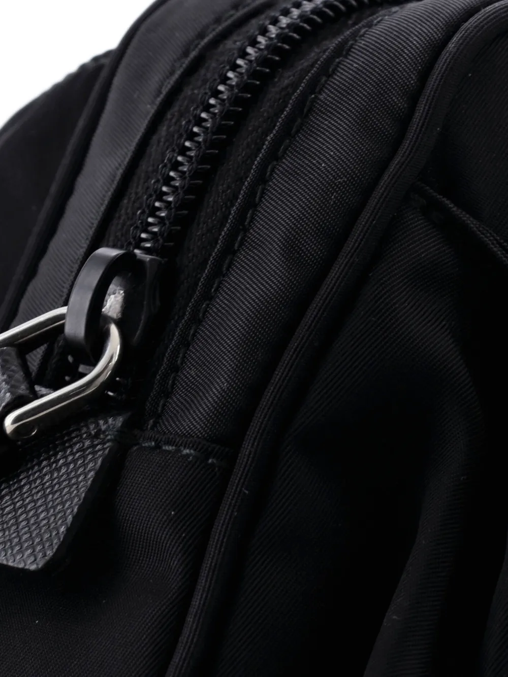 PRADA Pre-owned Front Pocket Re-nylon With Saffiano Leather Belt Bag In Black