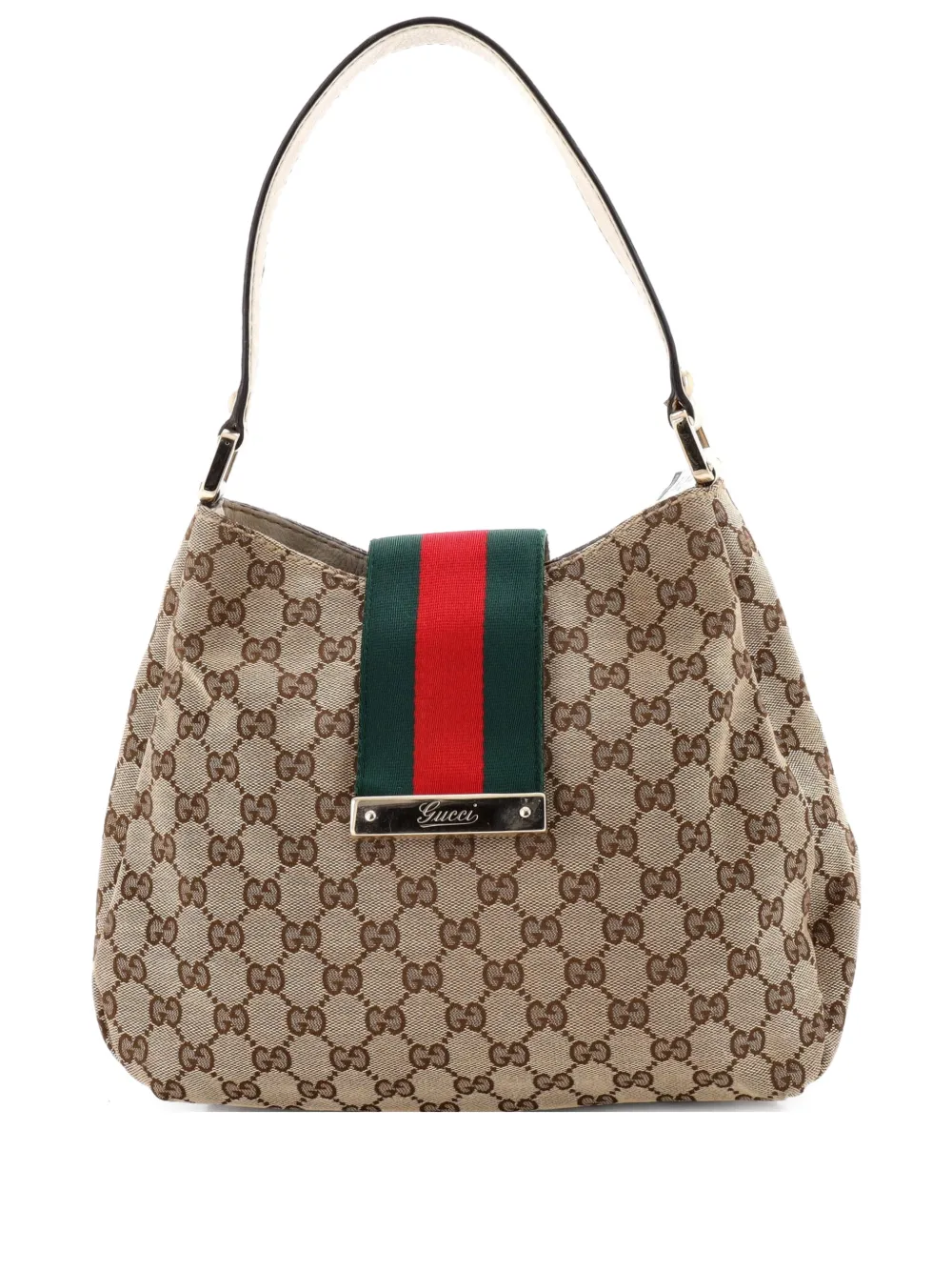 Gucci Pre-Owned New Ladies Web GG Canvas Medium hobo bag - Marrone