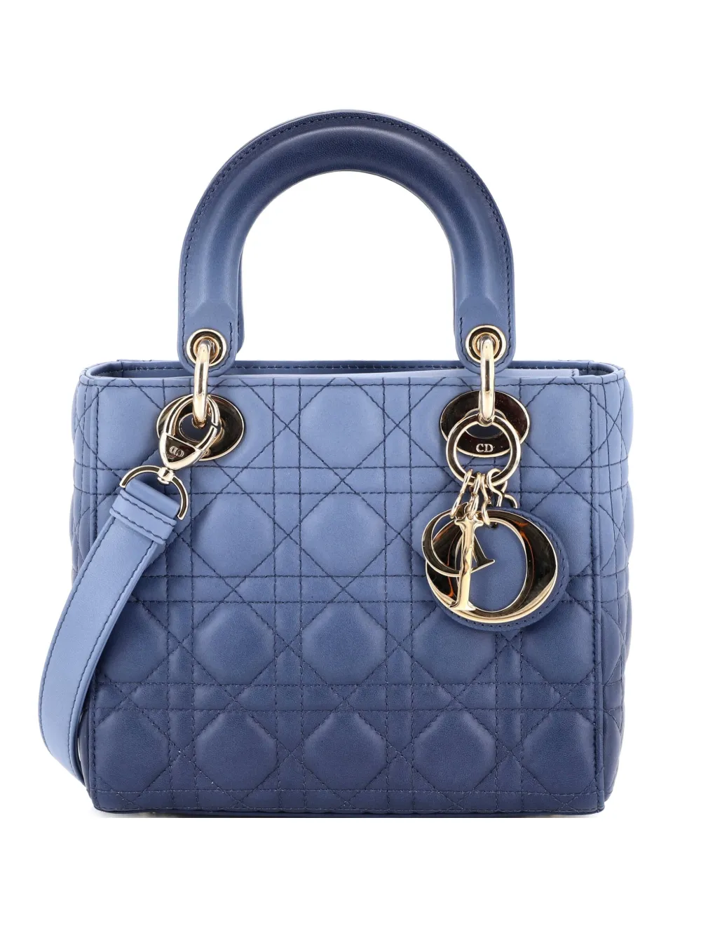 Christian Dior Pre-Owned Lady Dior Bag Cannage Quilt Gradient Lambskin Medium satchel - Blu