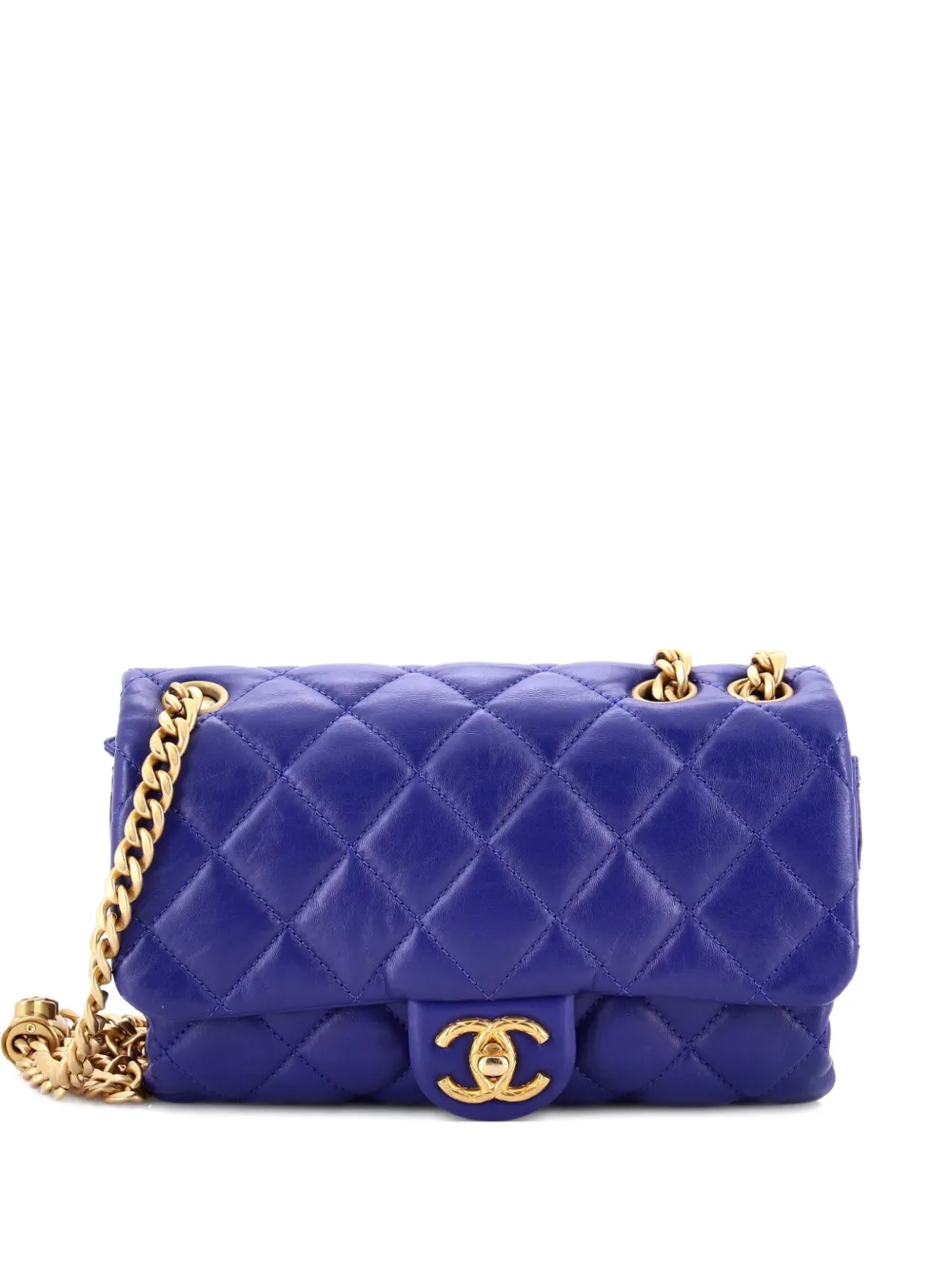 CHANEL Pre-Owned Pillow Crush Flap Bag Quilted Lambskin Small shoulder bag - Blu