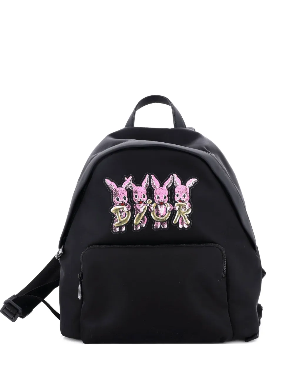 Christian Dior Pre-Owned Front Pocket Zip Embroidered Nylon Medium backpack - Nero