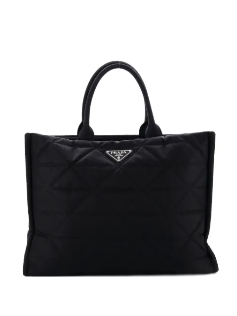 Prada Pre-Owned Open Shopping Quilted Re-Nylon Large tote bag