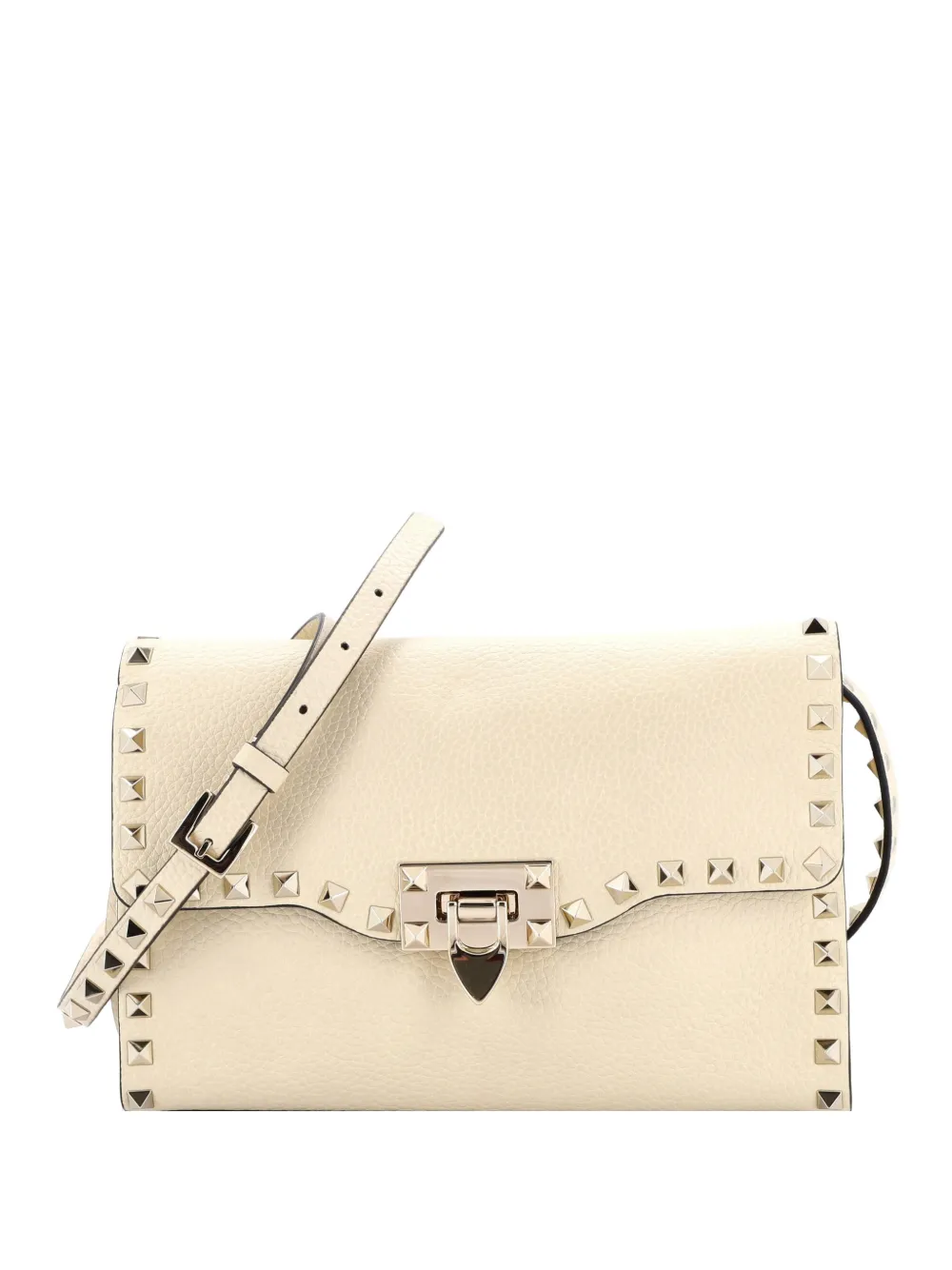 Valentino Garavani Pre-Owned Rockstud Flip Lock Flap Bag Leather Medium crossbody bag - Toni neutri