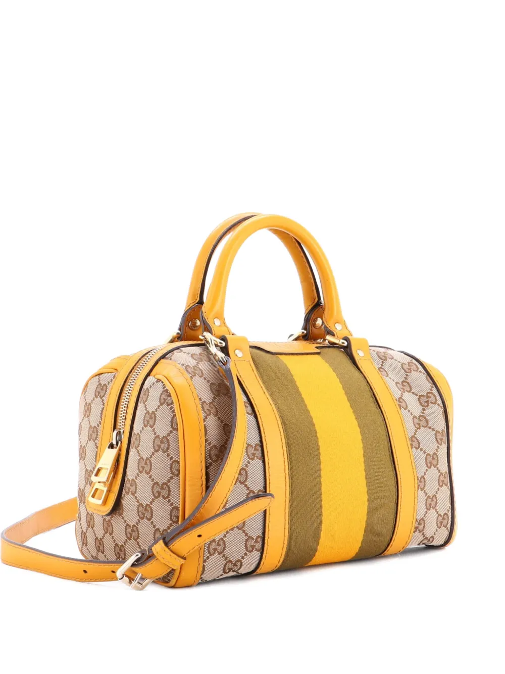 Gucci Pre-Owned Vintage Web Boston Bag GG Canvas Small satchel - Marrone