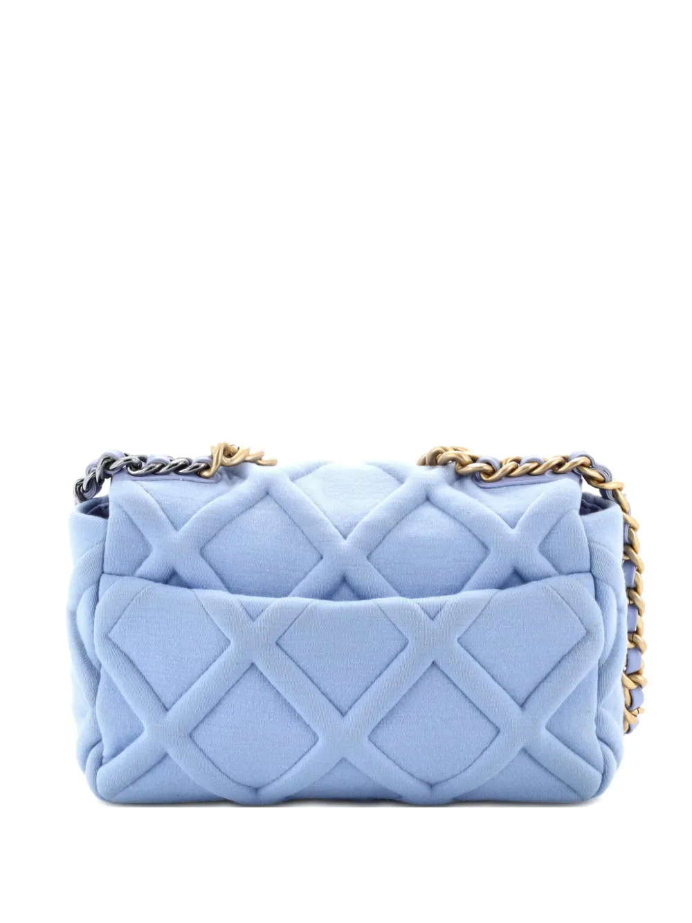CHANEL Pre-Owned 19 Flap Bag Quilted Jersey Medium crossbody bag - Blu