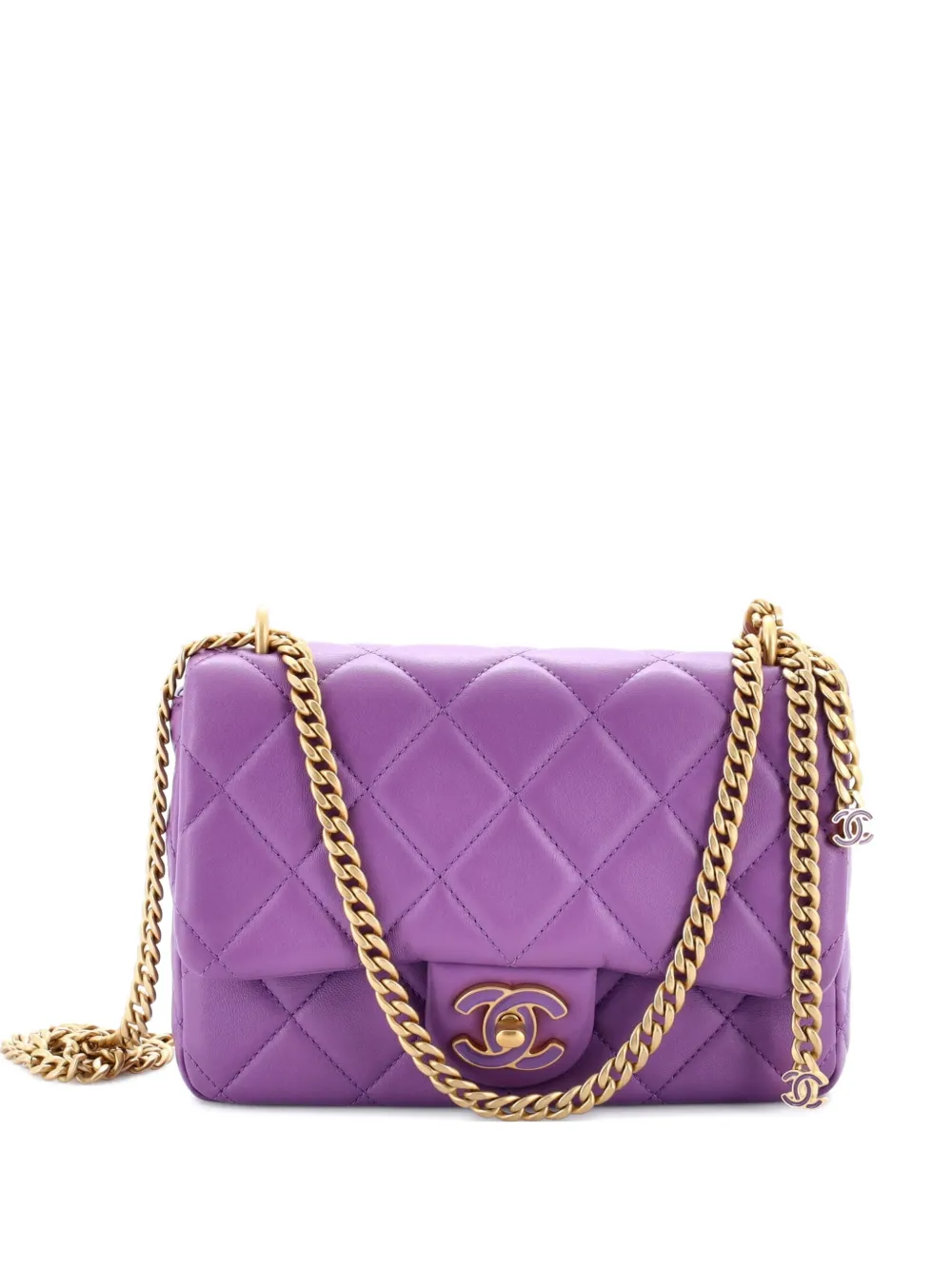 CHANEL Pre-Owned Pending CC Square Flap Bag Quilted Lambskin Small shoulder bag - Viola
