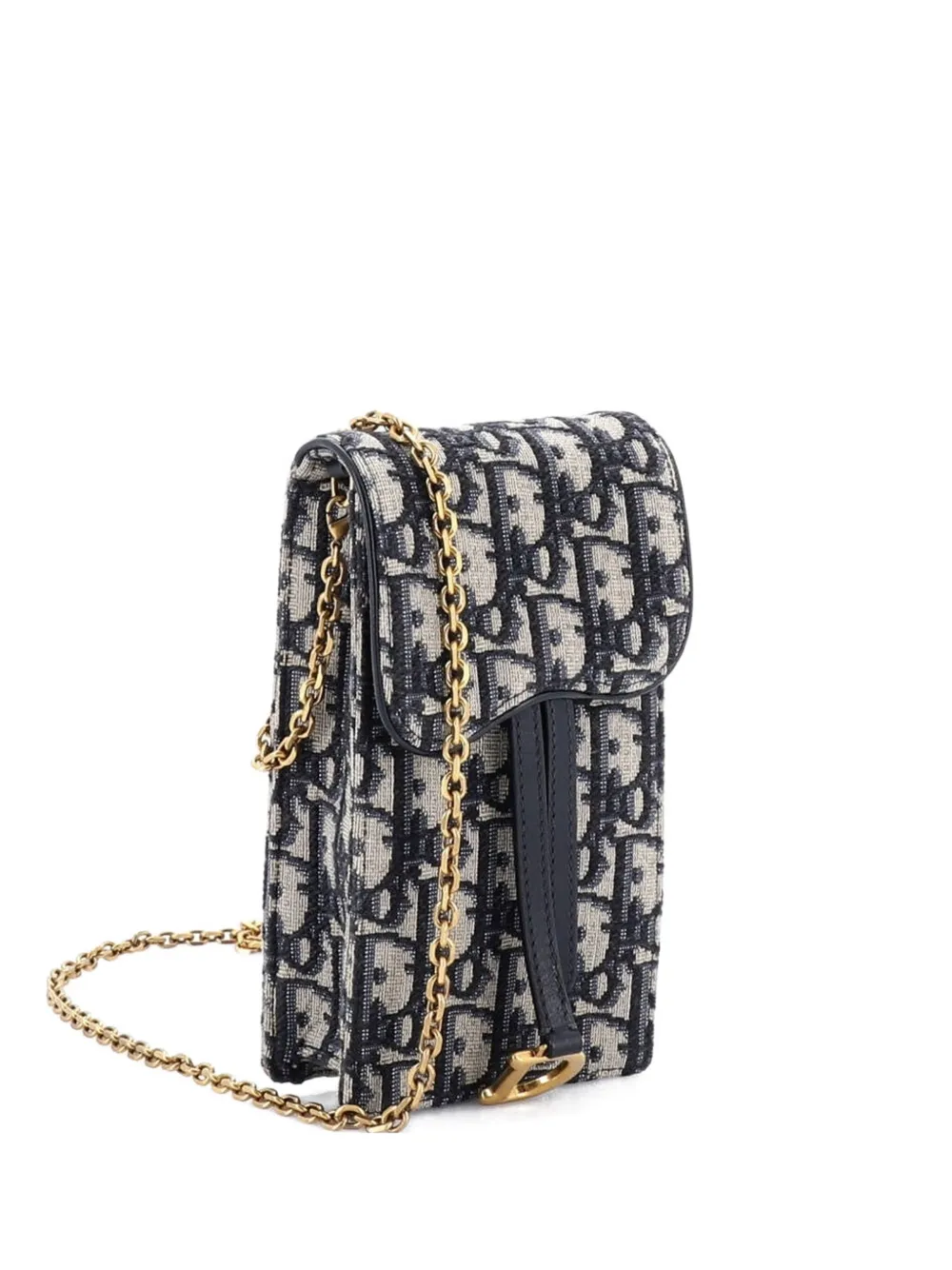 Christian Dior Pre-Owned Vertical Saddle Chain Pouch Oblique Canvas clutch bag - Blu