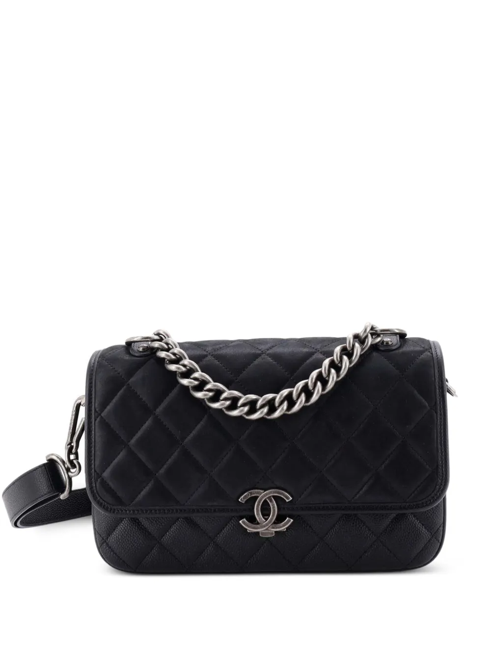 CHANEL Pre-Owned Daily Carry Messenger Bag Quilted Iridescent Calfskin and Caviar Medium crossbody bag - Nero