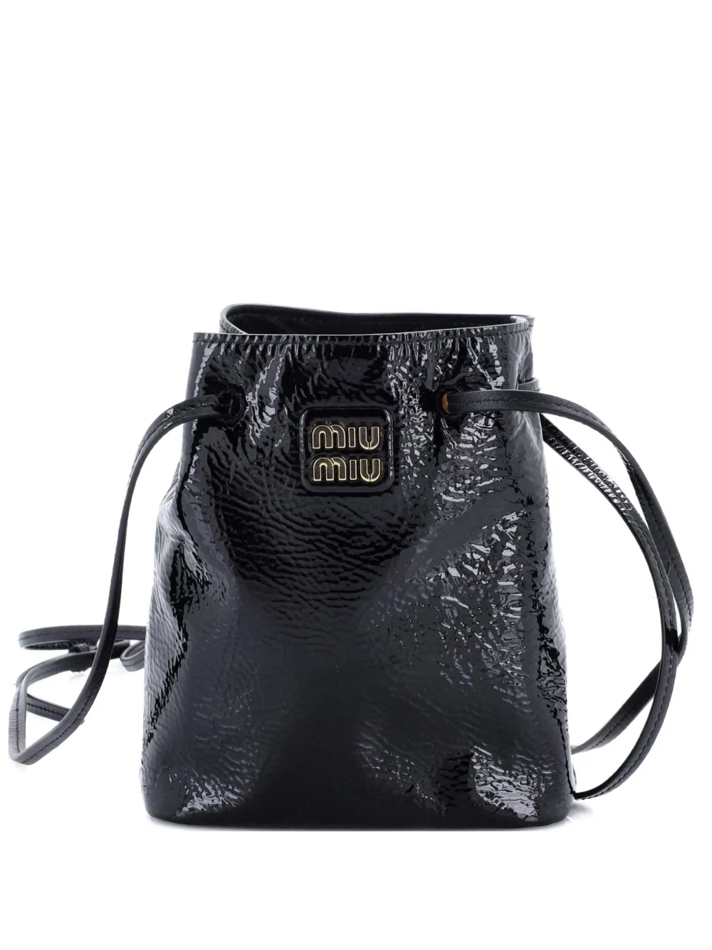 Miu Miu Pre-Owned Aviator Patent Mini bucket bag | Black | Image 1