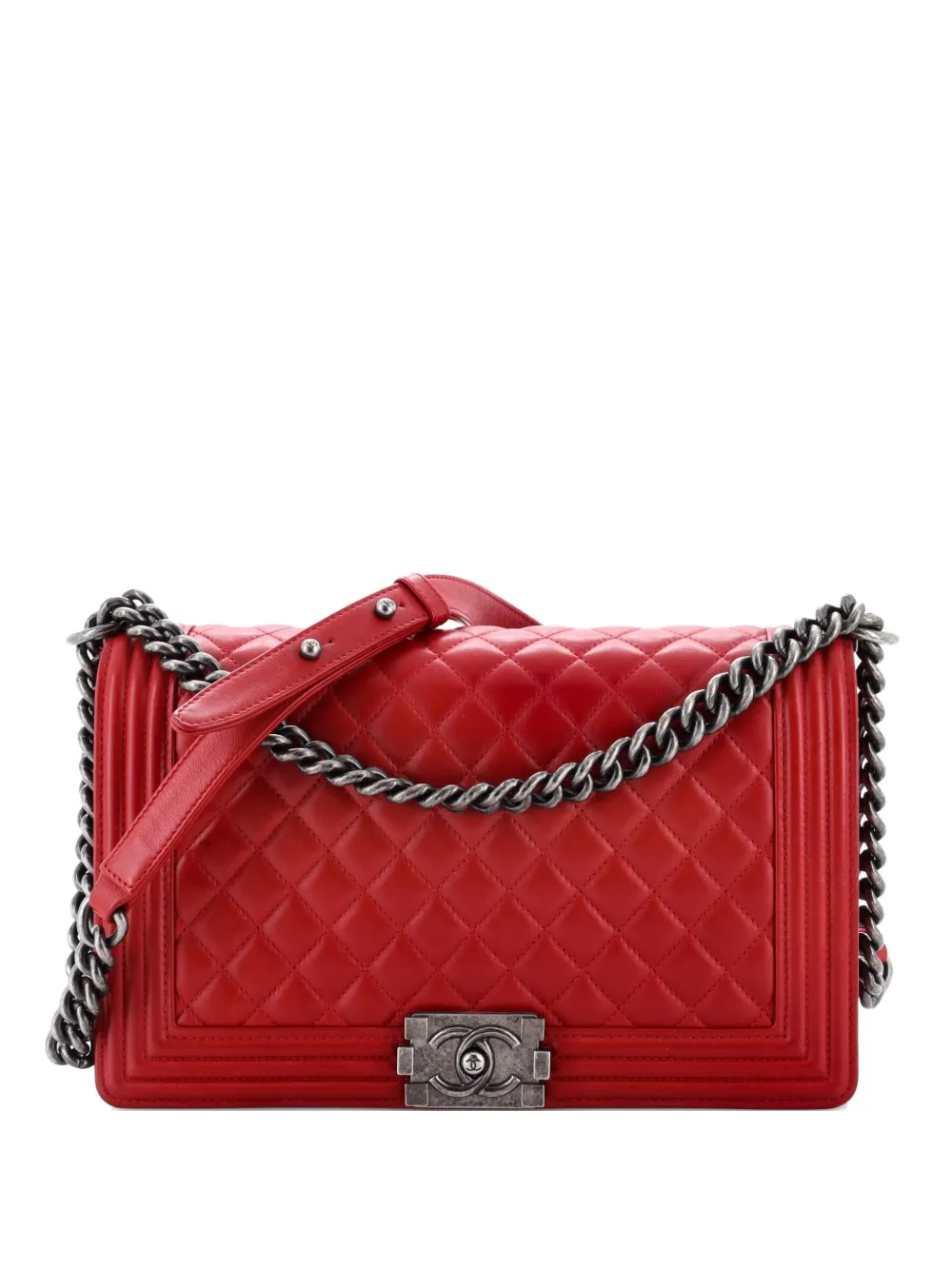 CHANEL Pre-Owned Boy Flap Bag Quilted Calfskin New Medium shoulder bag - Rosso