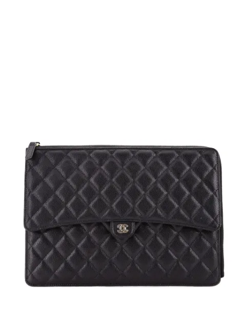 CHANEL Pre-Owned Flap Zip Quilted Caviar Large clutch bag