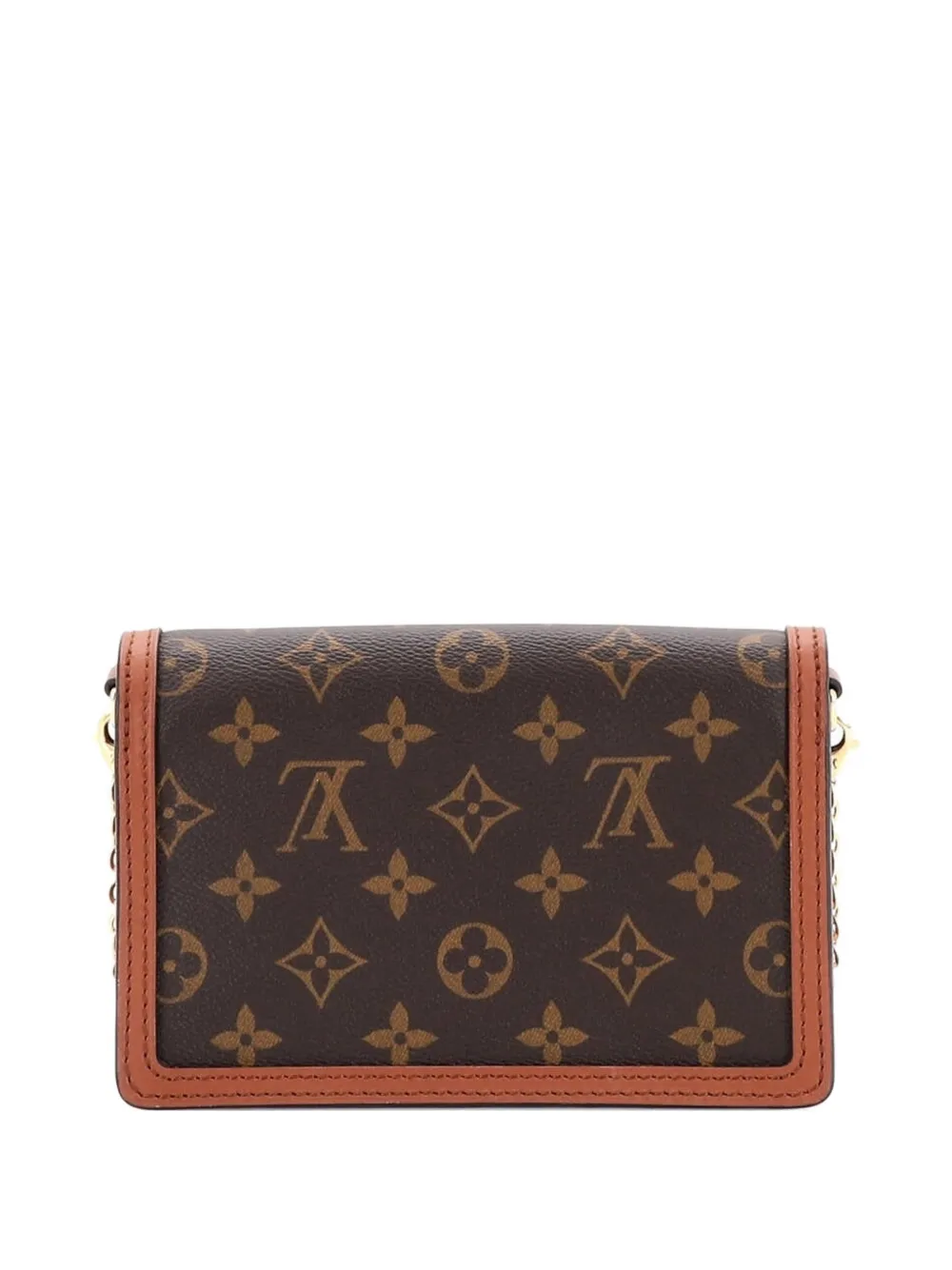 Pre-owned Louis Vuitton Dauphine Chain Wallet Reverse Monogram Canvas Clutch Bag In Brown