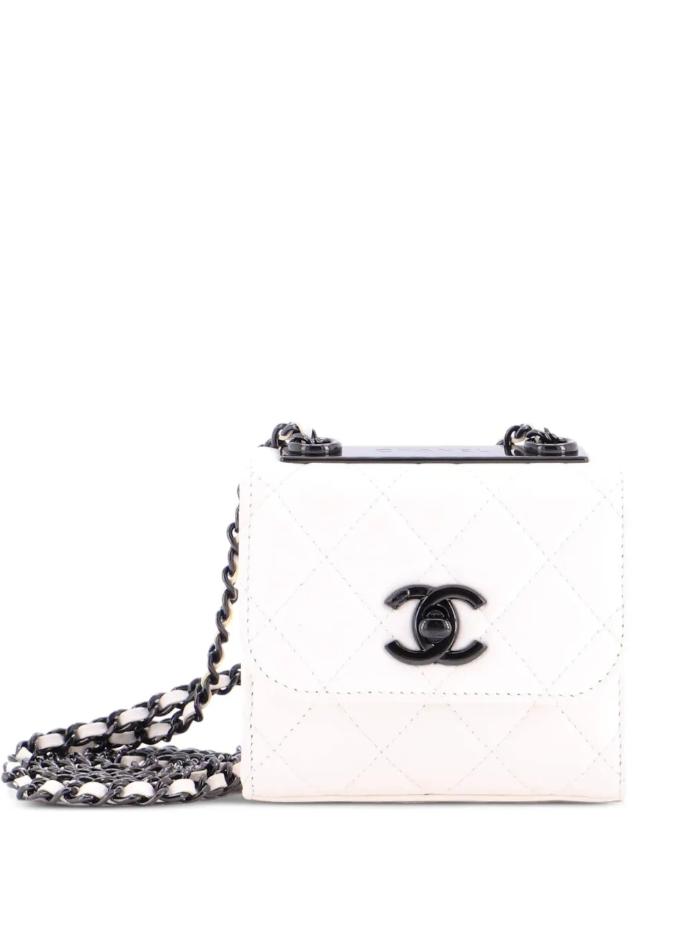 CHANEL Pre-Owned Trendy CC Clutch with Chain Quilted Lambskin Small crossbody bag - Bianco