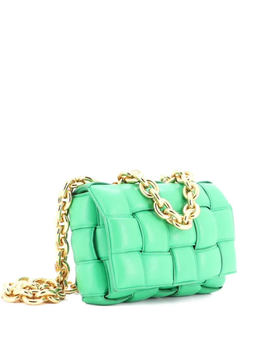 Bottega Veneta Pre-Owned Cassette Chain Padded Maxi Intrecciato Leather crossbody bag - Verde