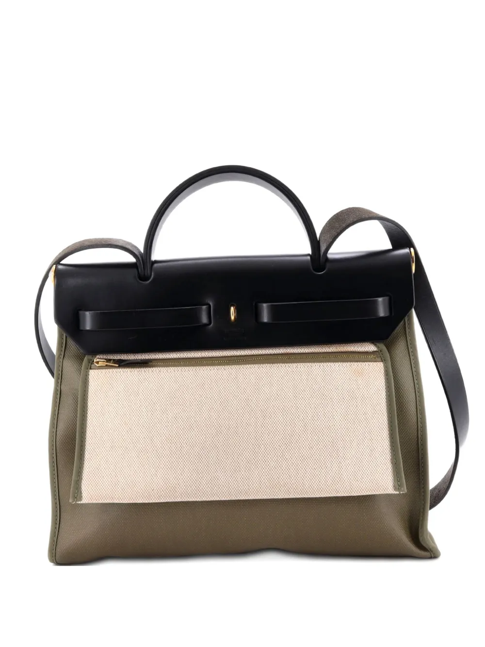 Hermès Pre-Owned Herbag Zip Leather and Toile 31 shoulder bag - Verde