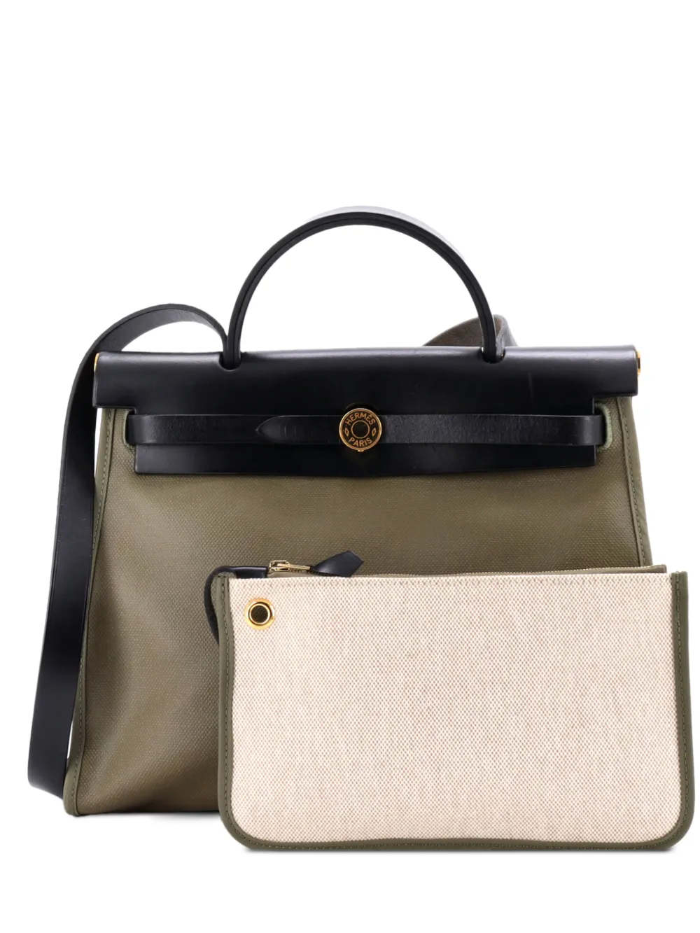 Hermès Pre-Owned Herbag Zip Leather and Toile 31 shoulder bag - Verde