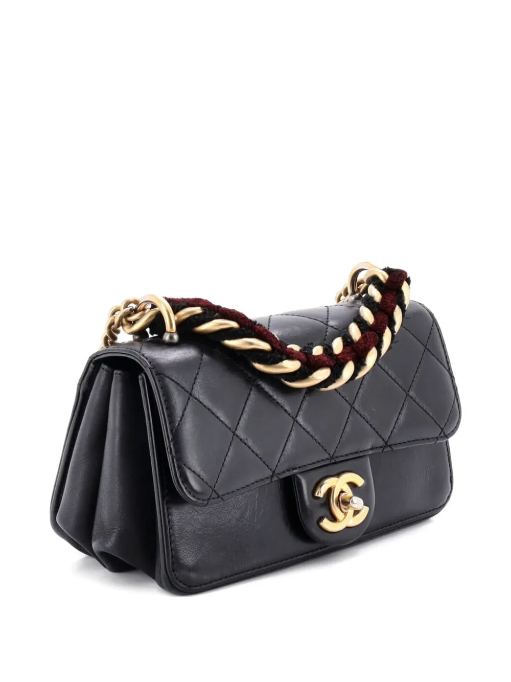 CHANEL Pre-owned Paris-cosmopolite Straight Lined Flap Bag Quilted Aged Calfskin Mini Shoulder Bag In Black