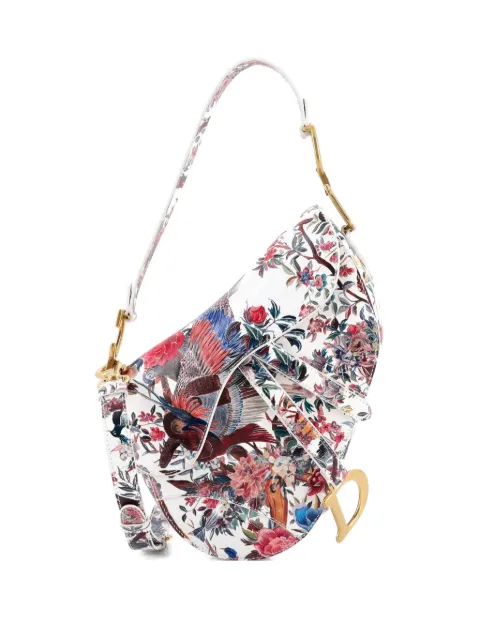 Christian Dior Pre-Owned Saddle Handbag with Strap Hand Painted Leather Medium shoulder bag