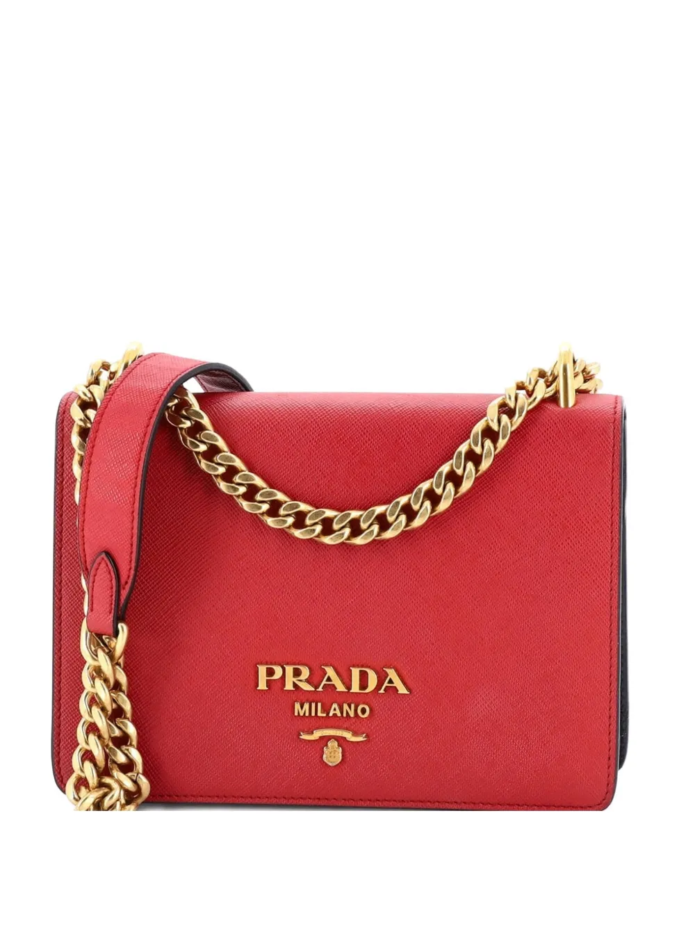 Prada Pre-Owned Chain Flap Bag Saffiano Leather Small crossbody bag - Nero