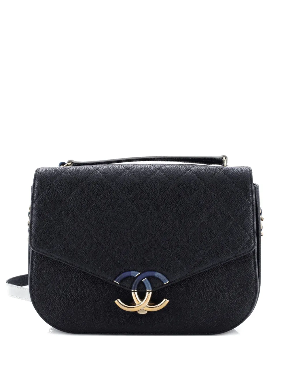 CHANEL Pre-Owned Thread Around Flap Bag Quilted Caviar Medium shoulder bag - Blu