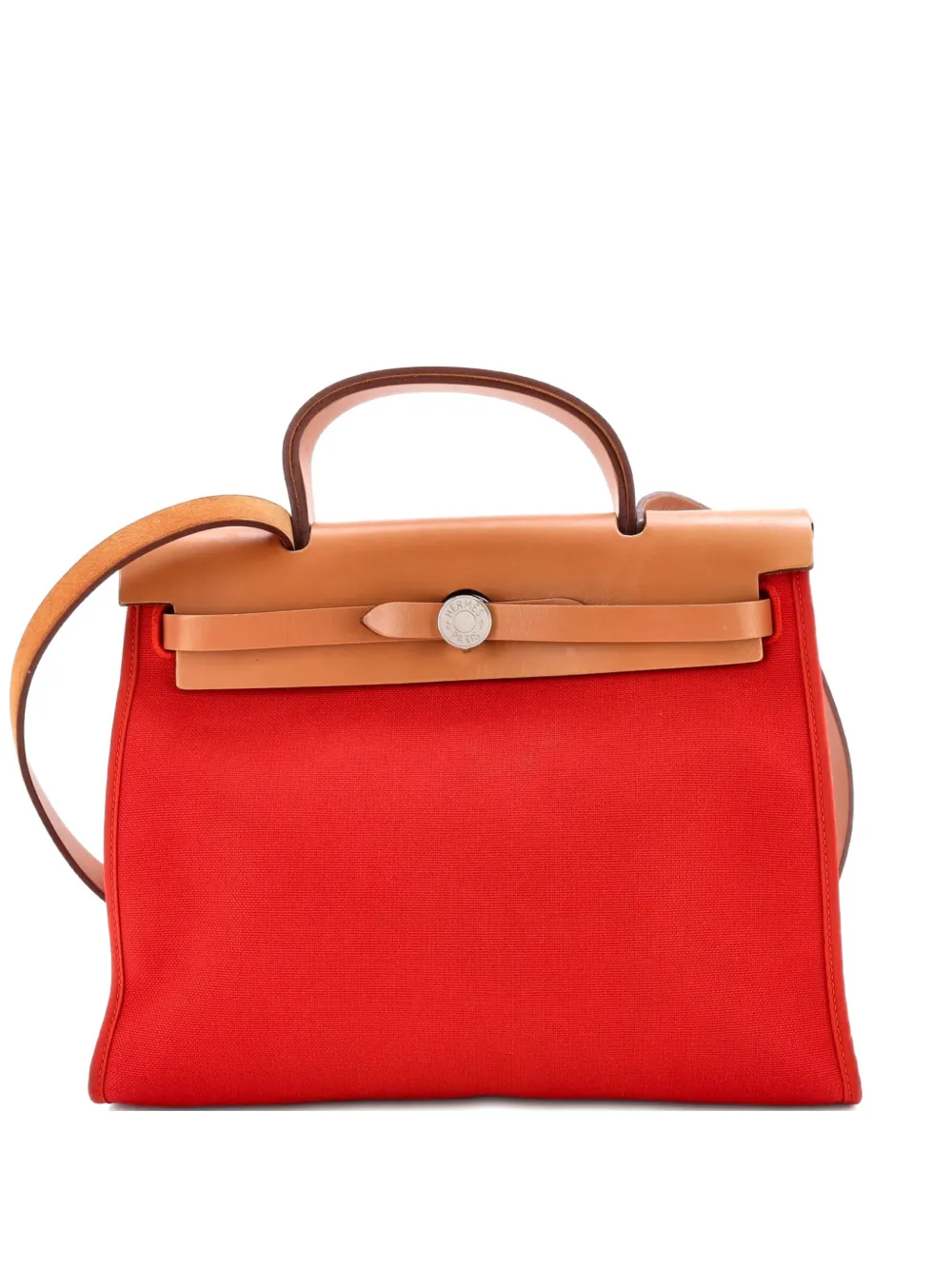 Hermès Pre-Owned Herbag Zip Leather and Toile 31 shoulder bag - Rosso