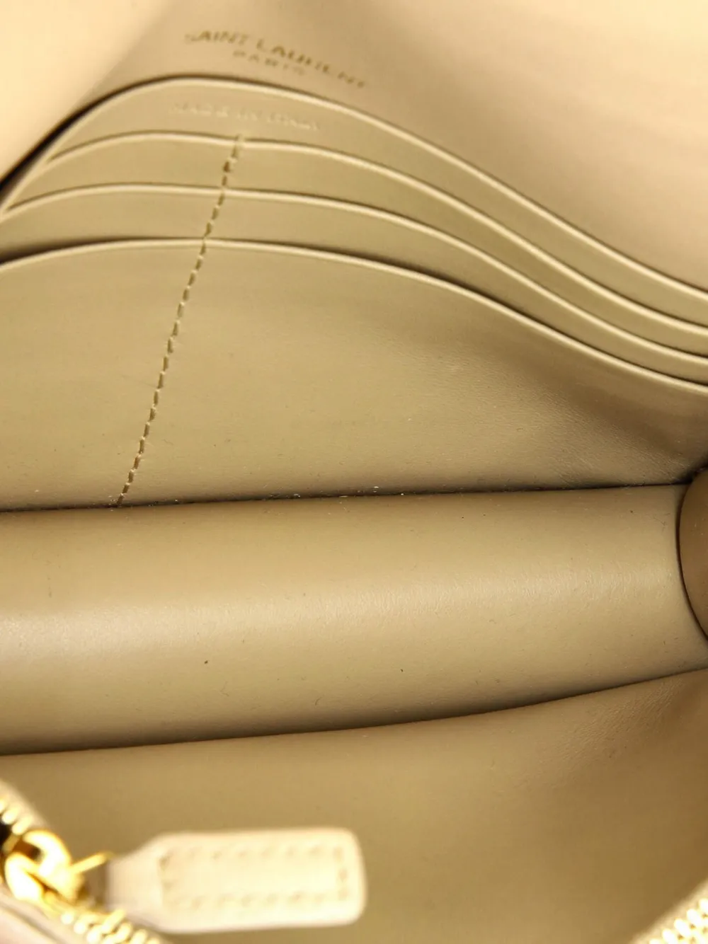 Pre-owned Saint Laurent Sunset Top Handle Chain Wallet Leather Crossbody Bag In Neutral