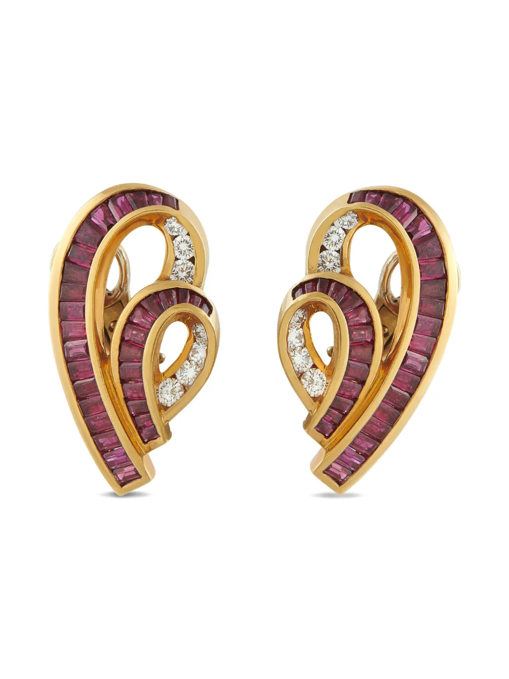 Charles Krypell ruby and diamond clip-on earrings | Gold | Image 1