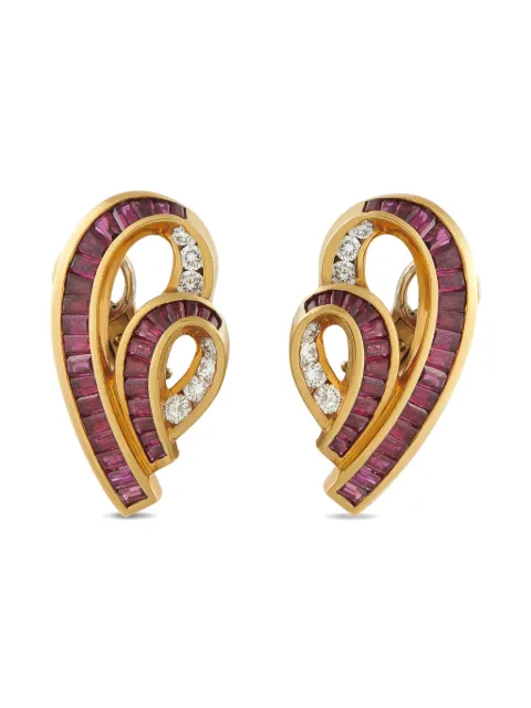 Charles Krypell ruby and diamond clip-on earrings
