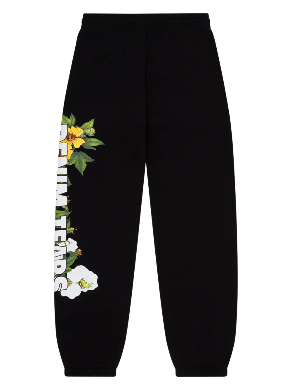 Denim Tears floral-detail logo-print track pants - Zwart
