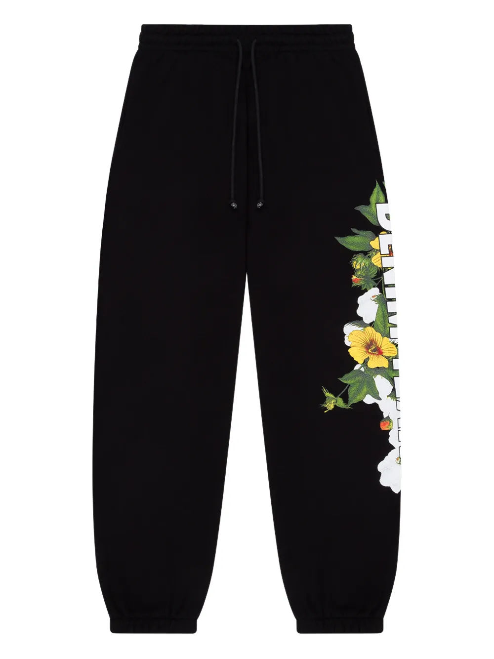 Denim Tears floral-detail logo-print track pants - Nero