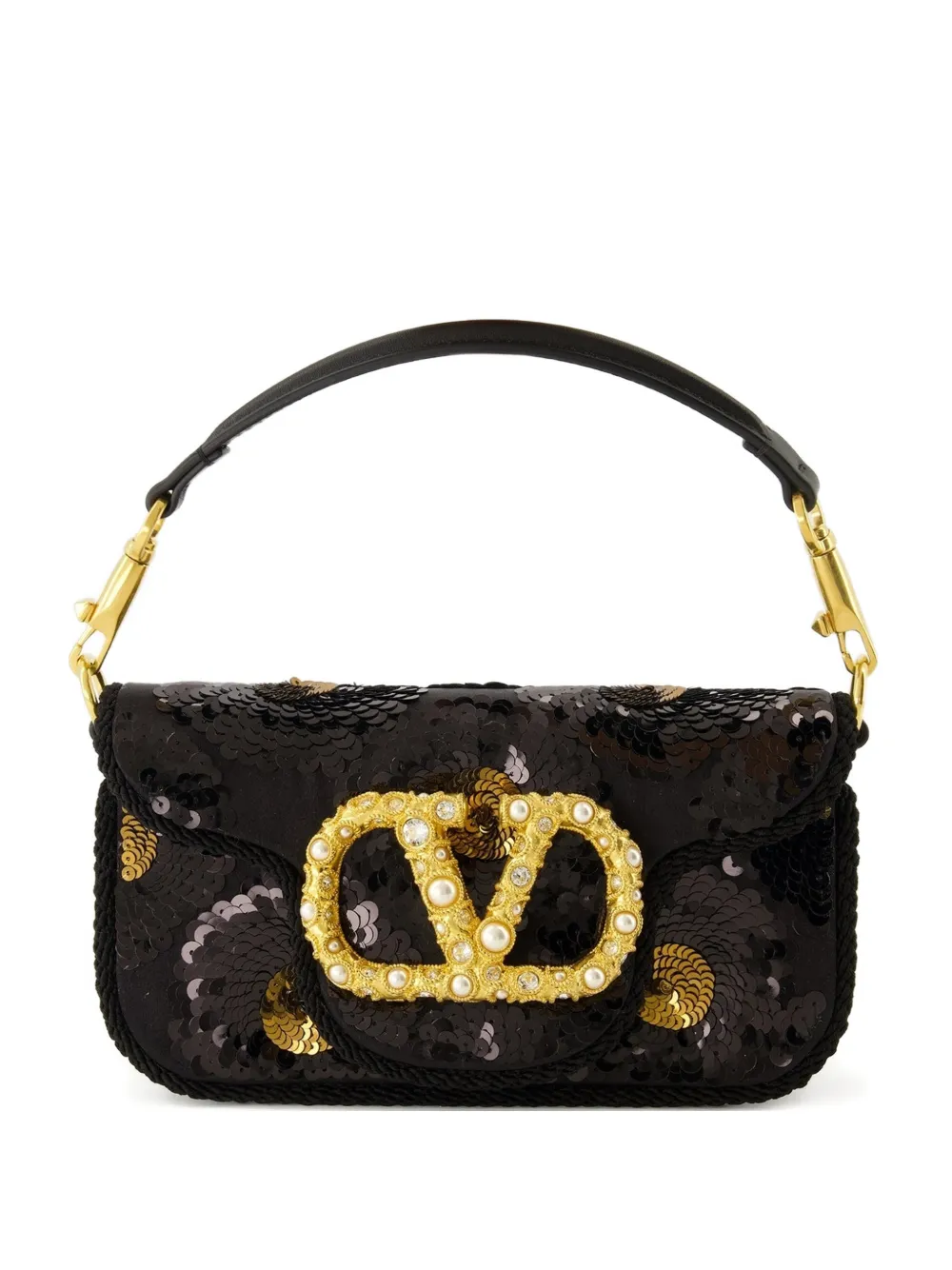 Valentino Garavani Locò sequinned shoulder bag - Nero