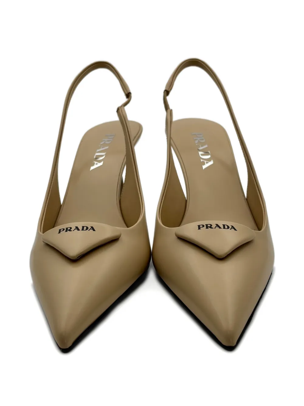 Prada point-toe slingback pumps Beige