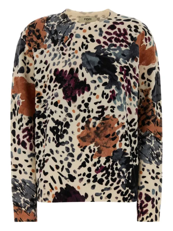 Fendi Printed Sweater in Neutrals