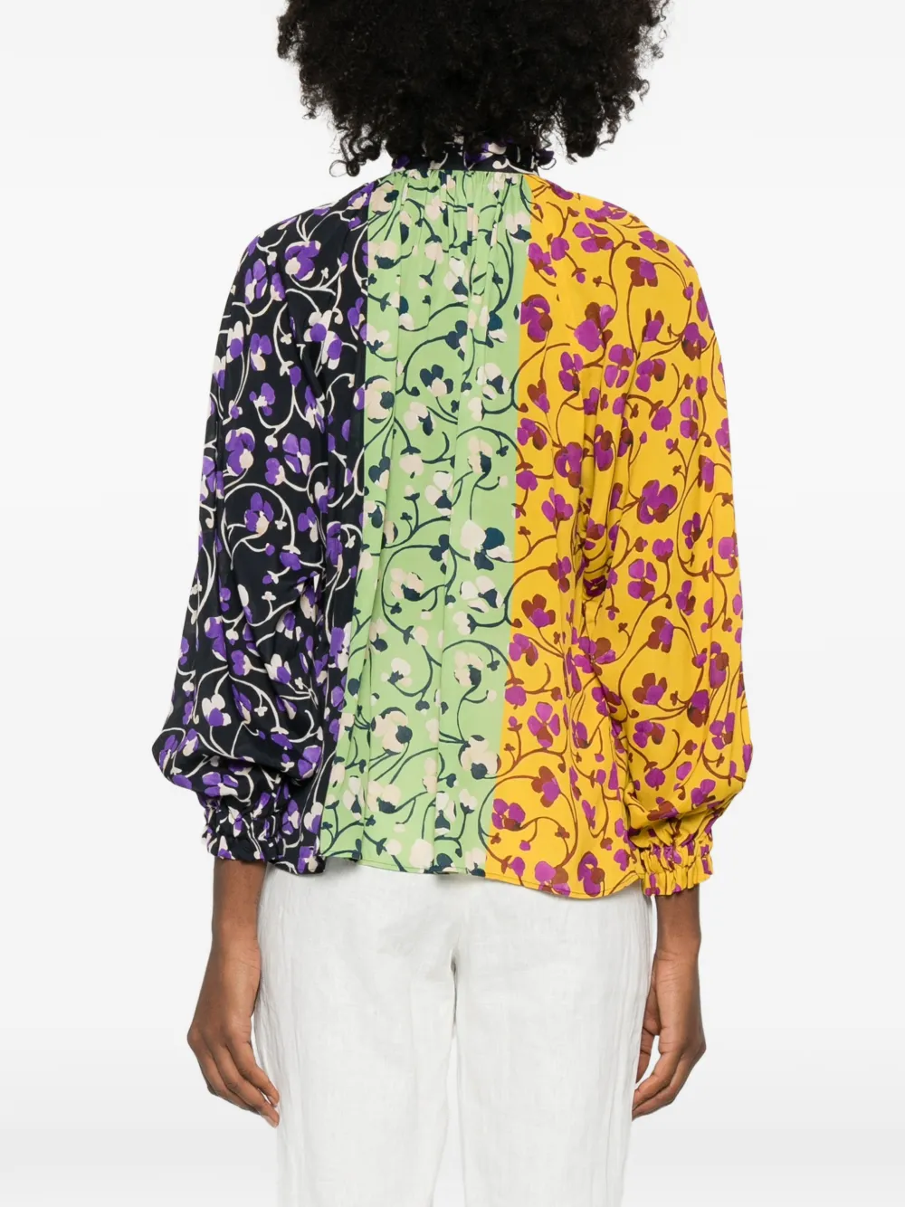 La DoubleJ Blouse met bloemenprint en patchwork Geel