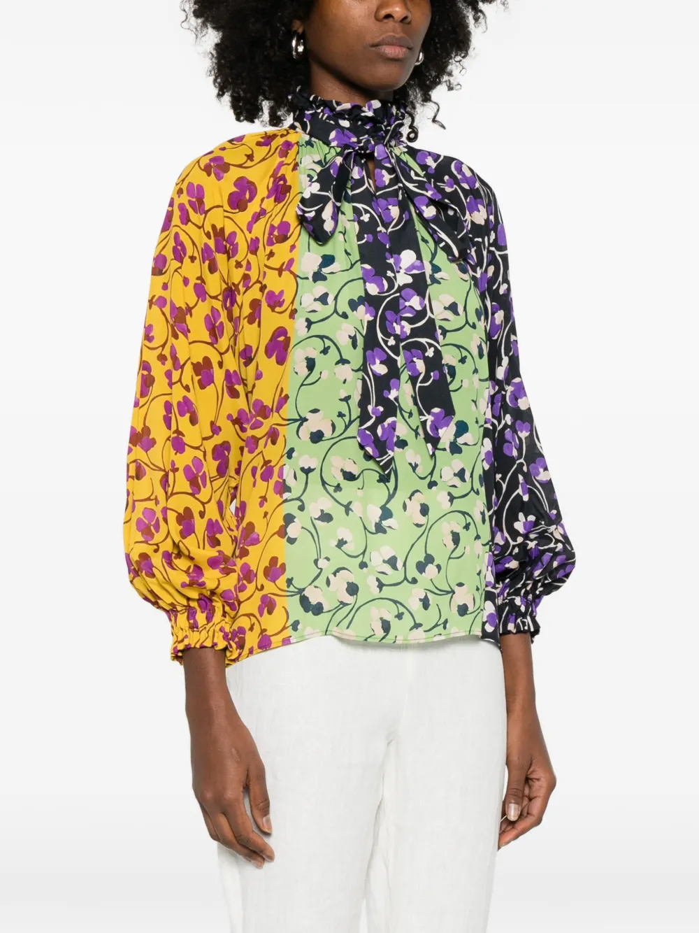 La DoubleJ floral-print Patchwork Blouse | Yellow | FARFETCH UK