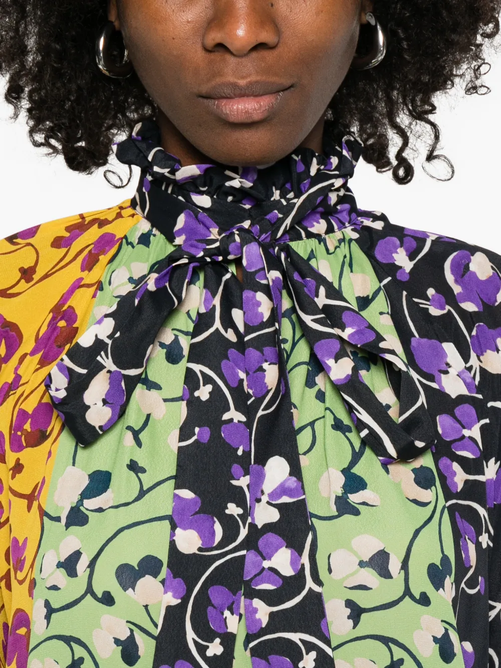 La DoubleJ Blouse met bloemenprint en patchwork Geel