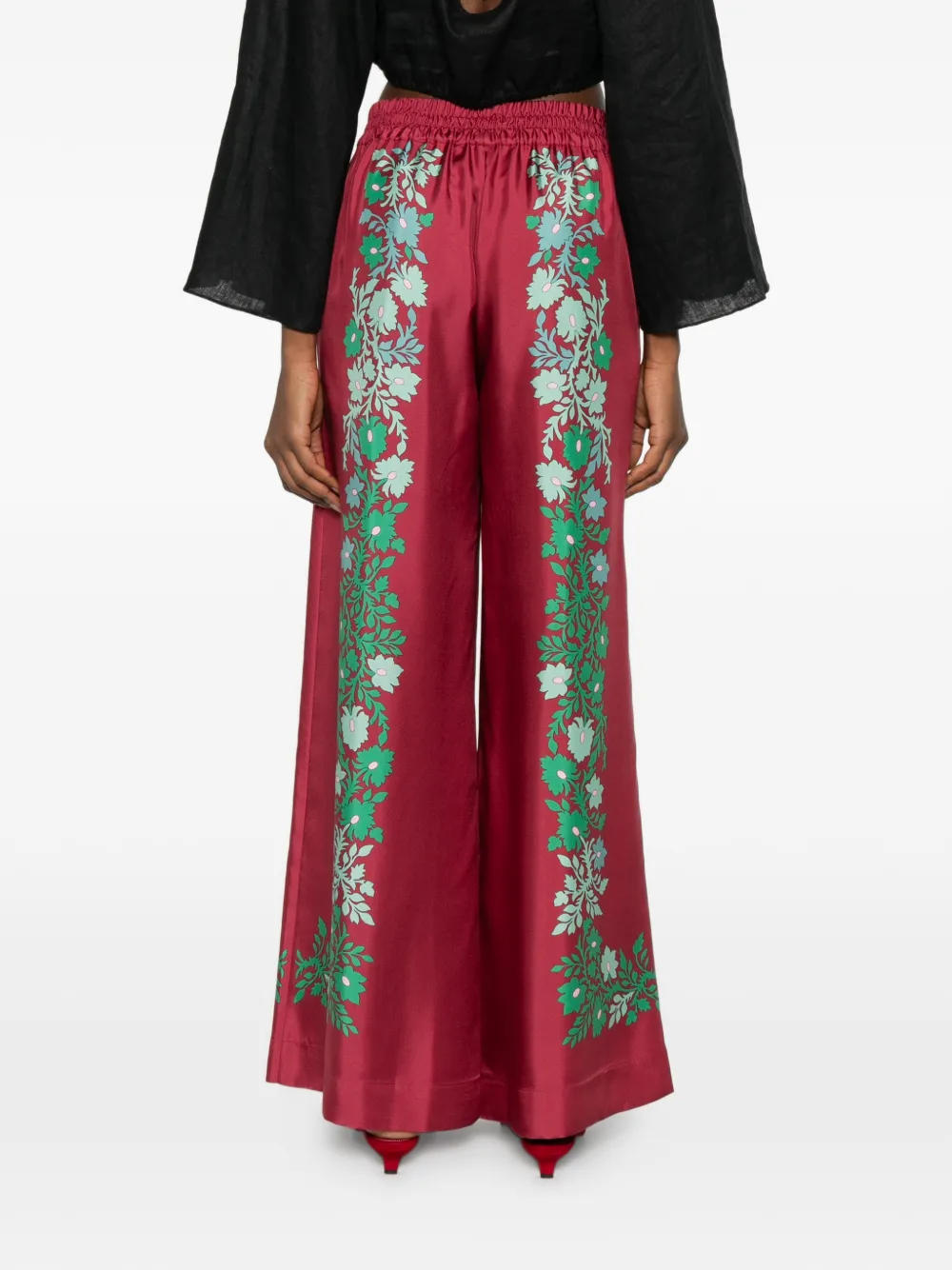 La DoubleJ Broek met bloemenprint Rood