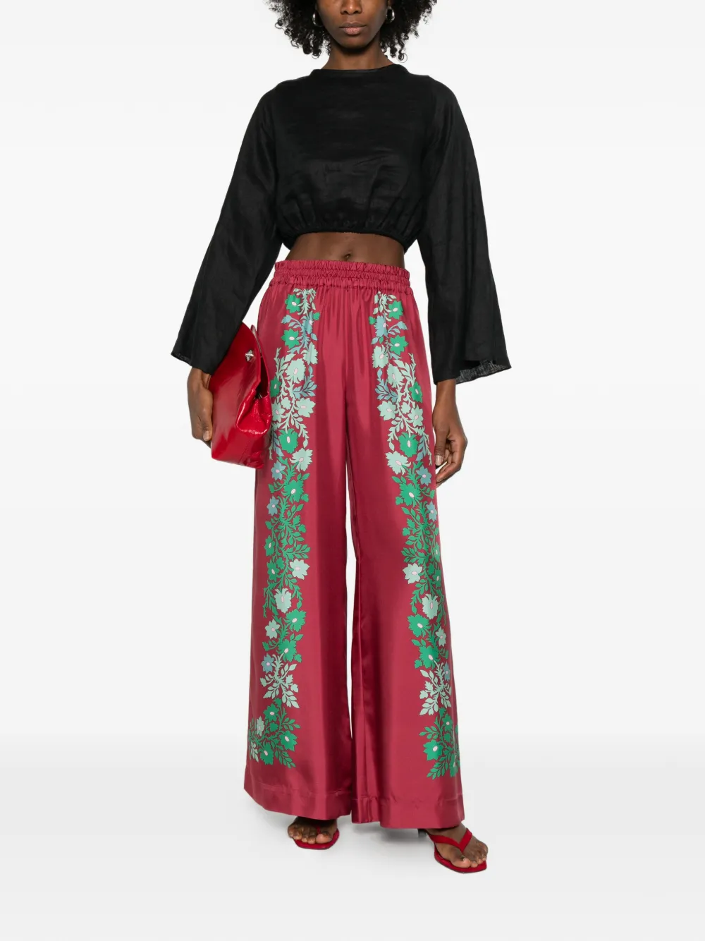 La DoubleJ floral-print trousers - Rood