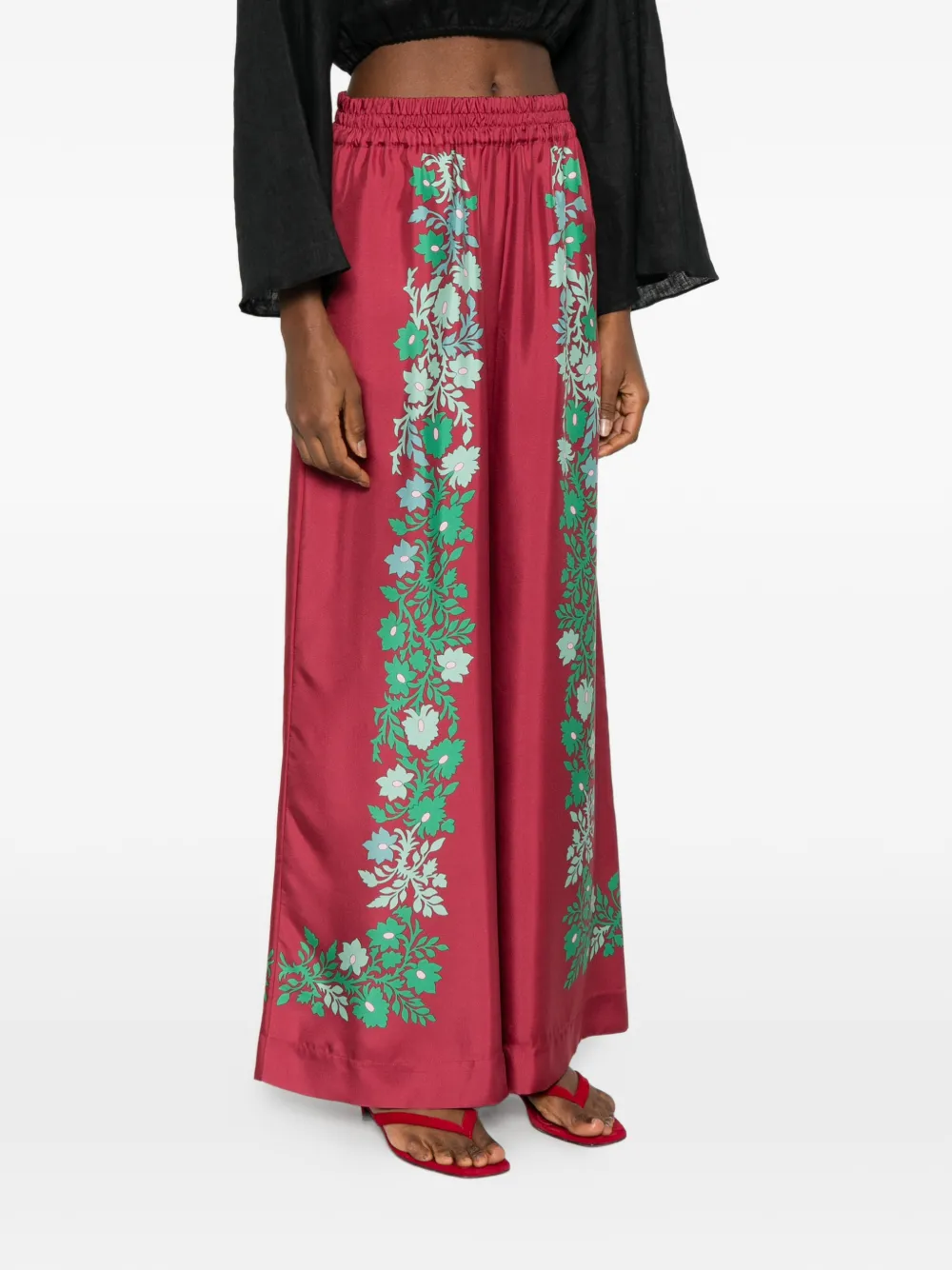 La DoubleJ Broek met bloemenprint Rood