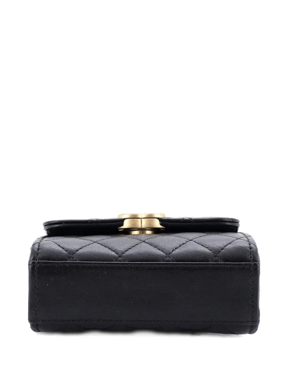 Pre-owned Chanel Coco Enamel Top Handle Flap Bag Quilted Lambskin Small Satchel In Black