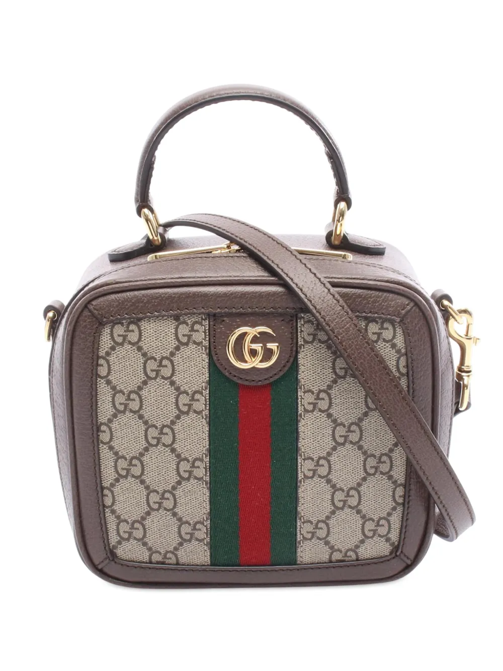 Gucci Pre-Owned 2016-2025 Mini GG Supreme Ophidia Top Handle satchel - Marrone