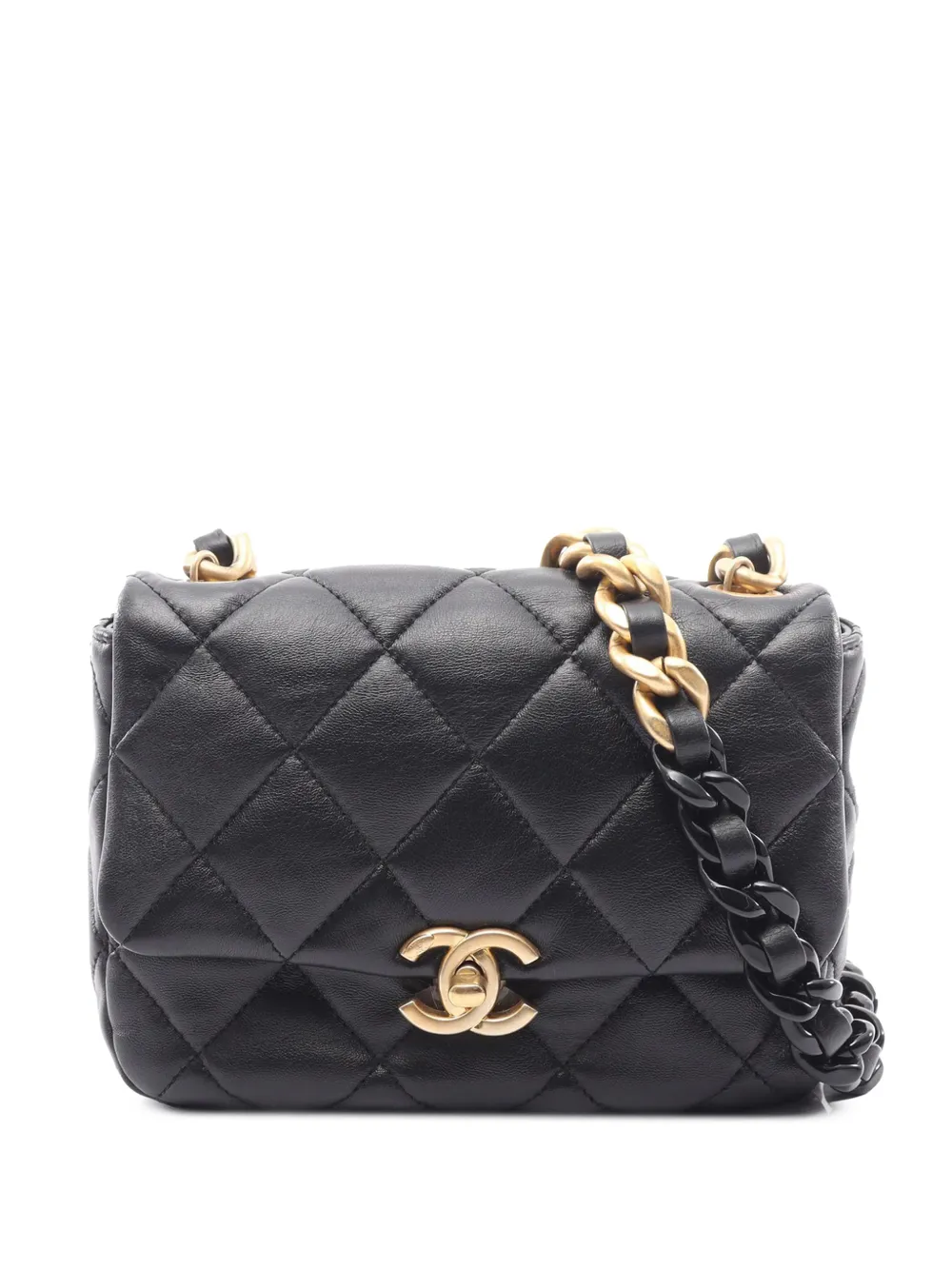 CHANEL Pre-Owned 2021-2025 Mini Quilted Lambskin Candy Chain Flap crossbody bag - Nero