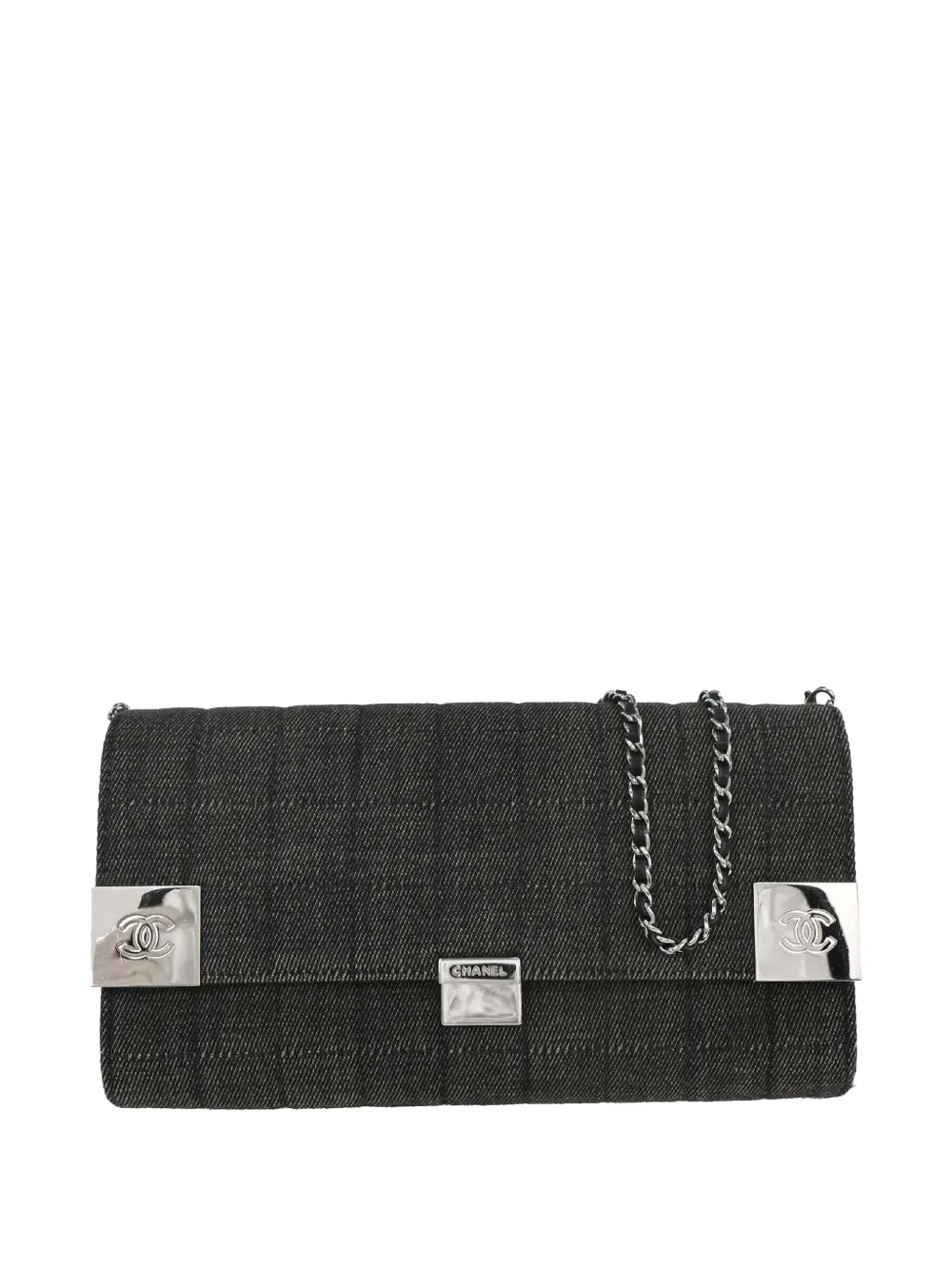 CHANEL Pre-Owned Borsa a spalla Choco Bar in tela 2001-2003 - Grigio