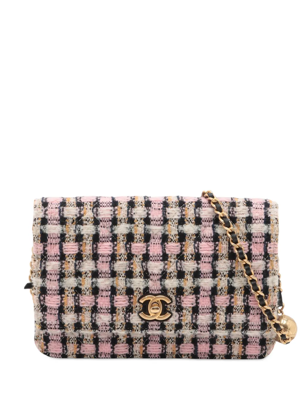 CHANEL Pre-Owned 2021-2025 Quilted Tweed Pearl Crush Wallet on Chain crossbody bag - Rosa