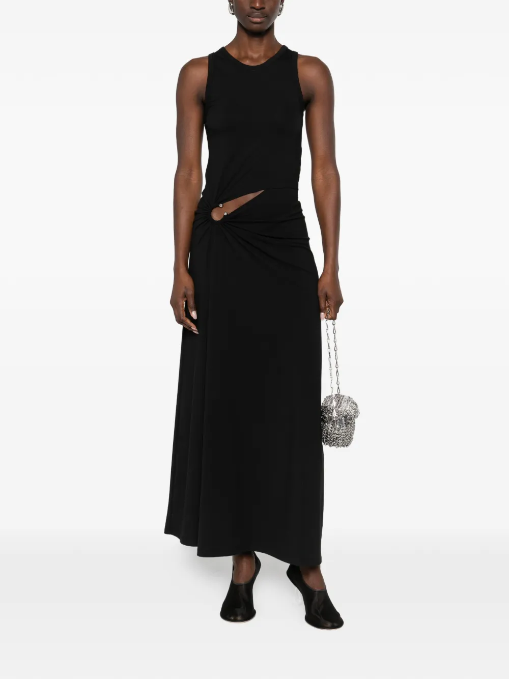 Rabanne Satijnen maxi-jurk - Zwart