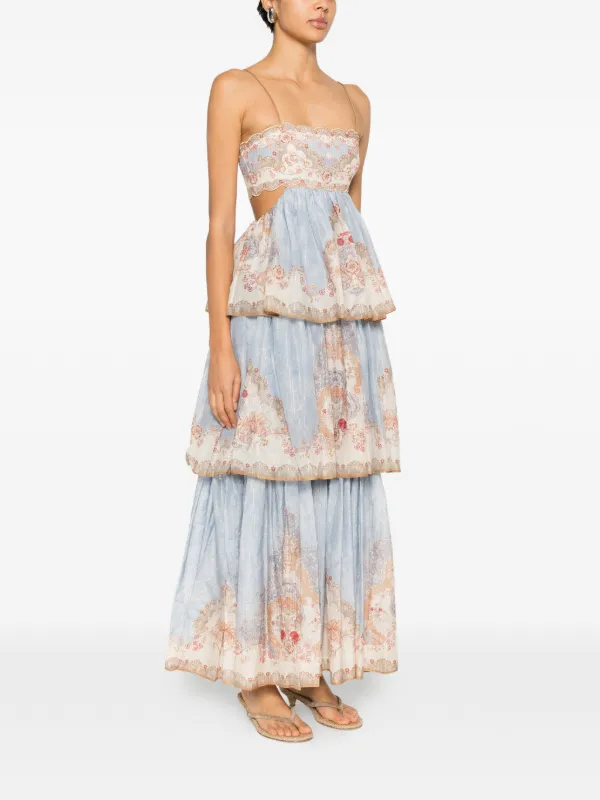 Zimmermann Daylight Tiered Maxi Dress | Wallpaper Floral Denim | Size 2