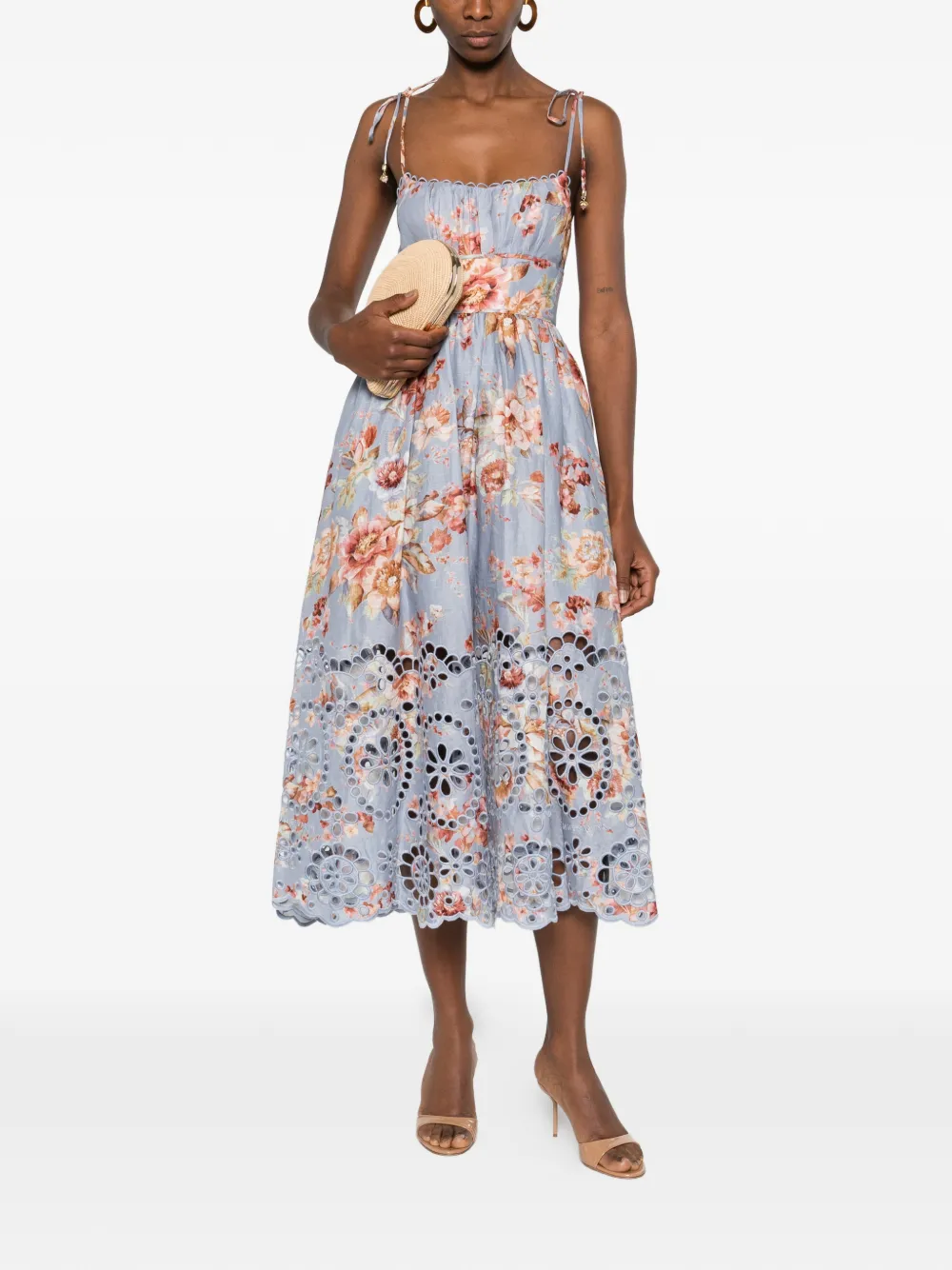 ZIMMERMANN Awaken Picnic floral-print midi dress - Blauw