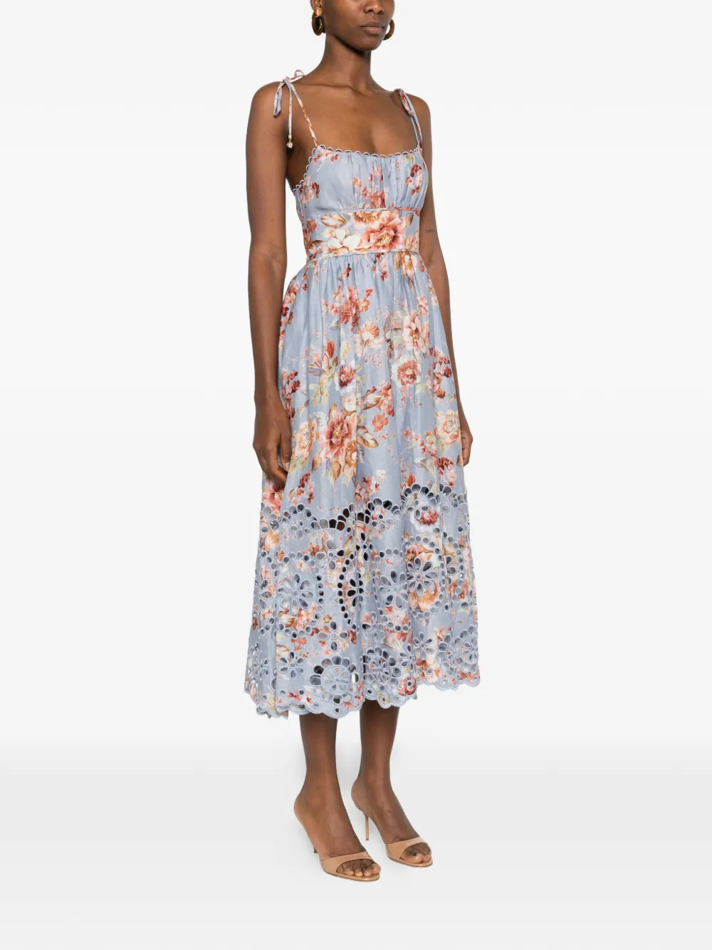 ZIMMERMANN Awaken Picnic midi-jurk met bloemenprint Blauw