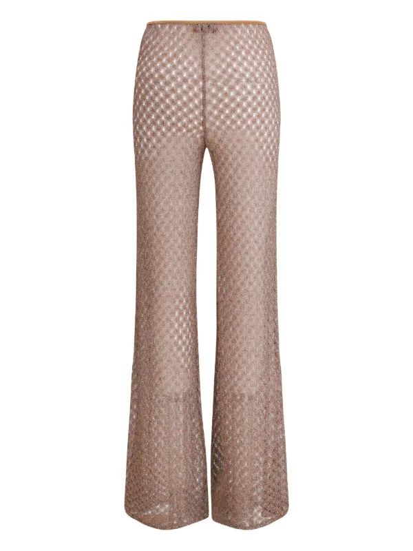 Missoni Openwork Flared Trousers in Brown